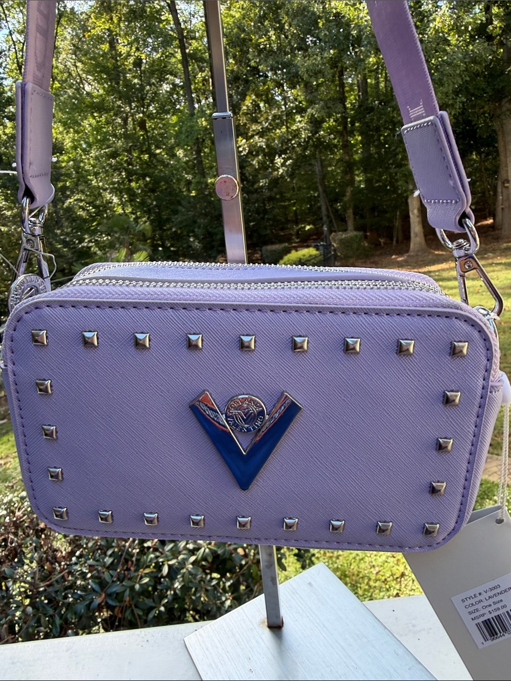 Valentino Orlandi Lavender Crossbody Bag with Stud Accents